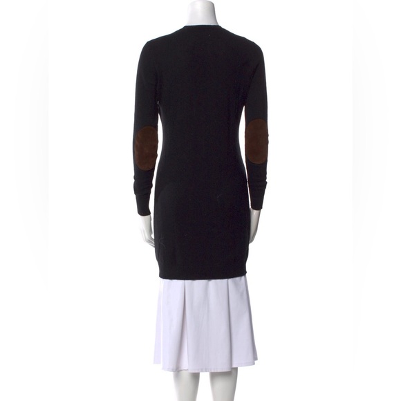 POLO RALPH LAUREN ITALIAN YARN BLACK WOOL SWEATER DRESS W/CALF ELBOW PATCHES XL - Picture 3 of 11